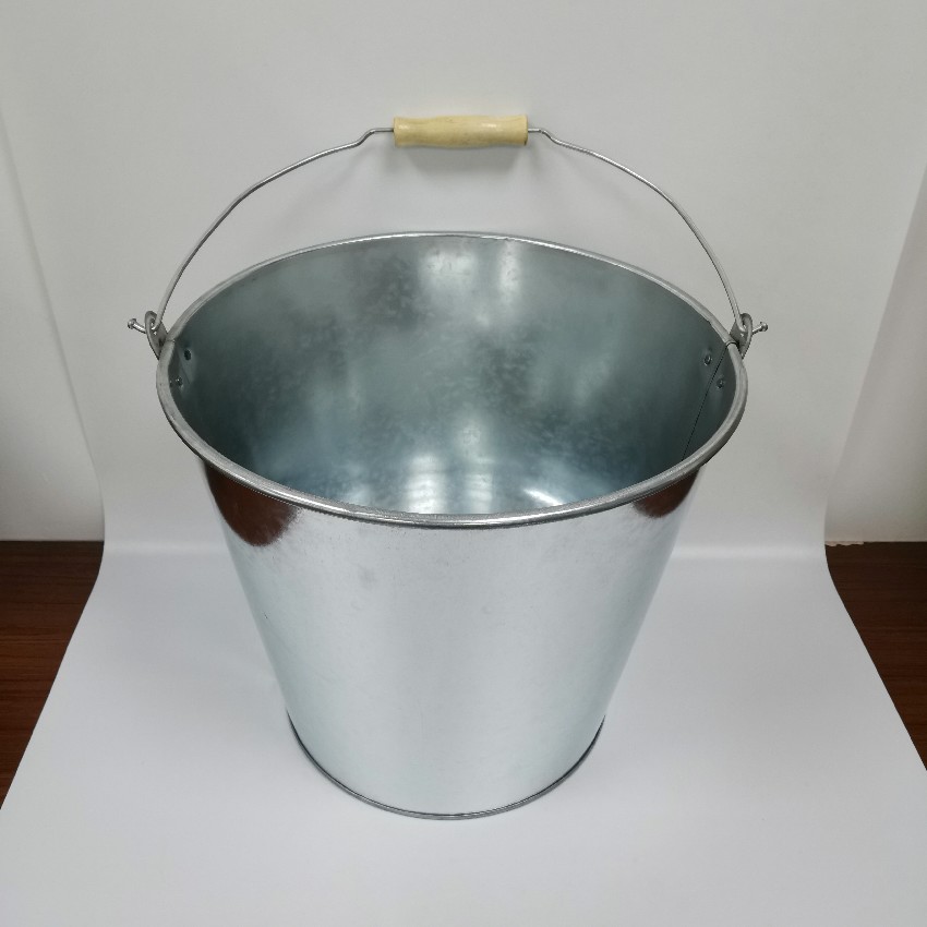 18L Large Galvanized Steel Metal Plain Bucket With Handle