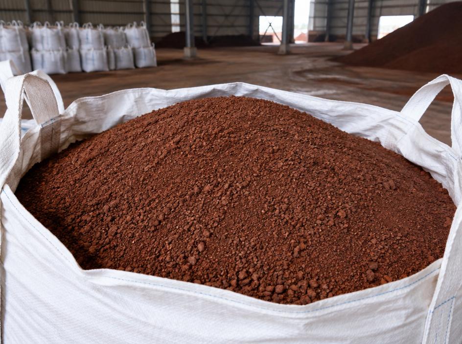 Iron ore fines 62 percent Fe bulk cargo prepared for export from South Africa