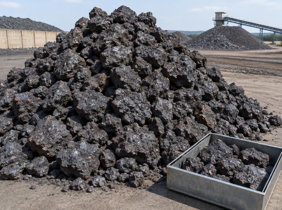 Lumpy manganese ore 36 to 42 percent Mn supplied in bulk from South Africa