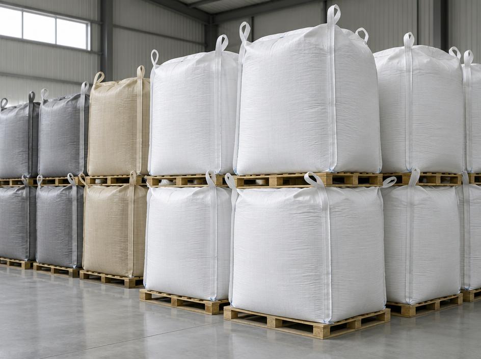 Woven polypropylene bags baled for bulk container export